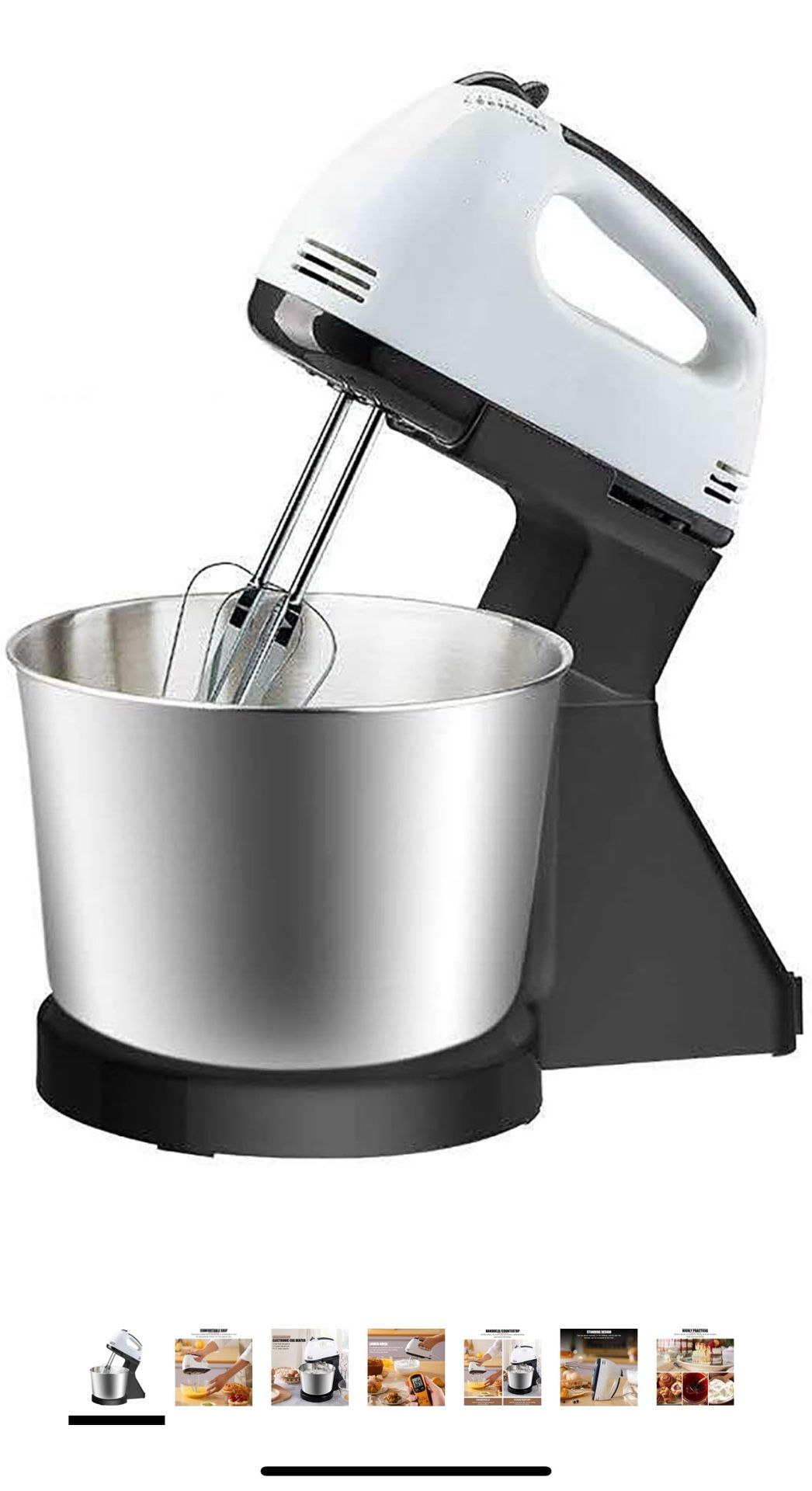 Small Electric Stand Mixer, Classic Stand and Hand Mixer Adjustable Stainless Steel