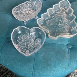 3 Heavy Glass Candy/Serving Dishes