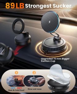 15W MagSafe Car Mount Charger, Vacuum Magnetic Phone Holders