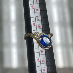 10kt Natural Big Sapphire& Diamond Apx 11.5 Ct Size 6.75 Ish 