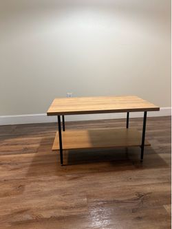 Modern Light Wood Coffee Table with Storage Shelf