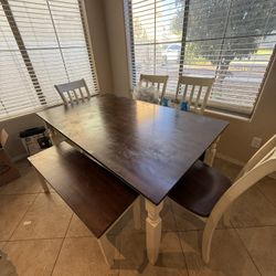 Dining Table  4 Chairs and Bench