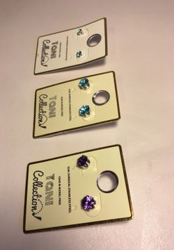 3 pairs 316L SURGICAL STAINLESS STEEL TANI COLLECTION EARRINGS.