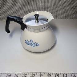 Vintage Corning Ware Blue Cornflower 6 Cup Coffee Tea Pot Kettle P-104 with Lid