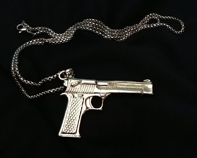 Men's Punk Style Hand Gun Pendant/ Necklace