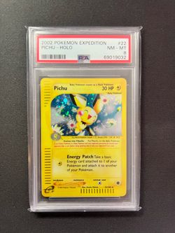 2002 POKEMON EXPEDITION #22 PICHU-HOLO PSA 8