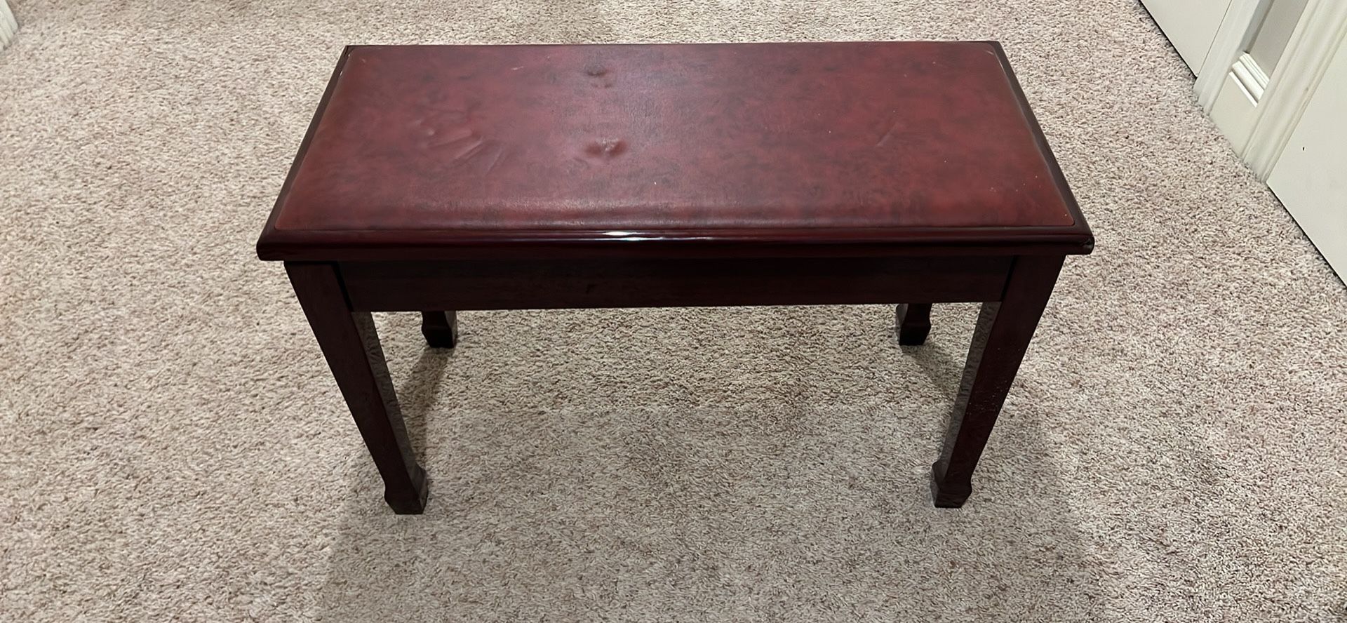 Leather Grand Duet Piano Bench in Mahogany