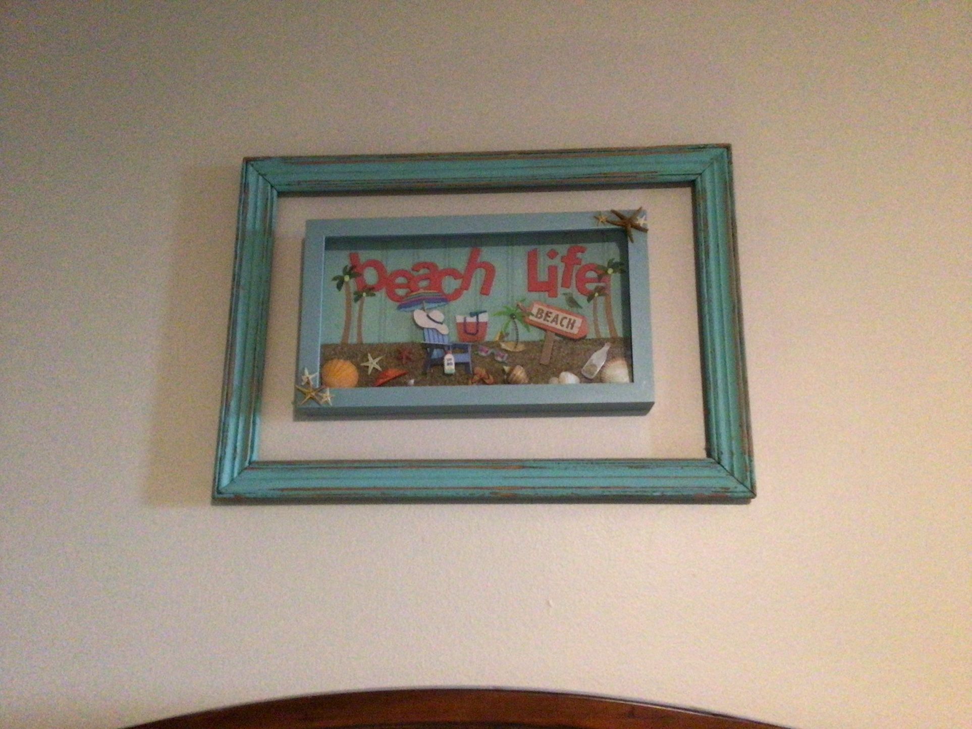 HAND MADE FROM SCRATCH Beachy Themed 3D Double Framed , Smaller Picture On The Inside Is Shadow box - Totally Beach!!