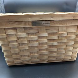 Stonewall Kitchen Co. Med Task Basket With Lid 16in L x 12in W x 9.5in H EUC