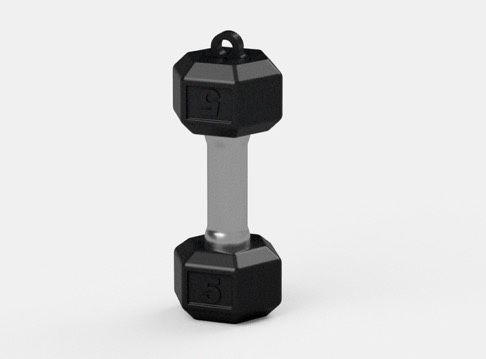 Tiny dumbbell keychain
