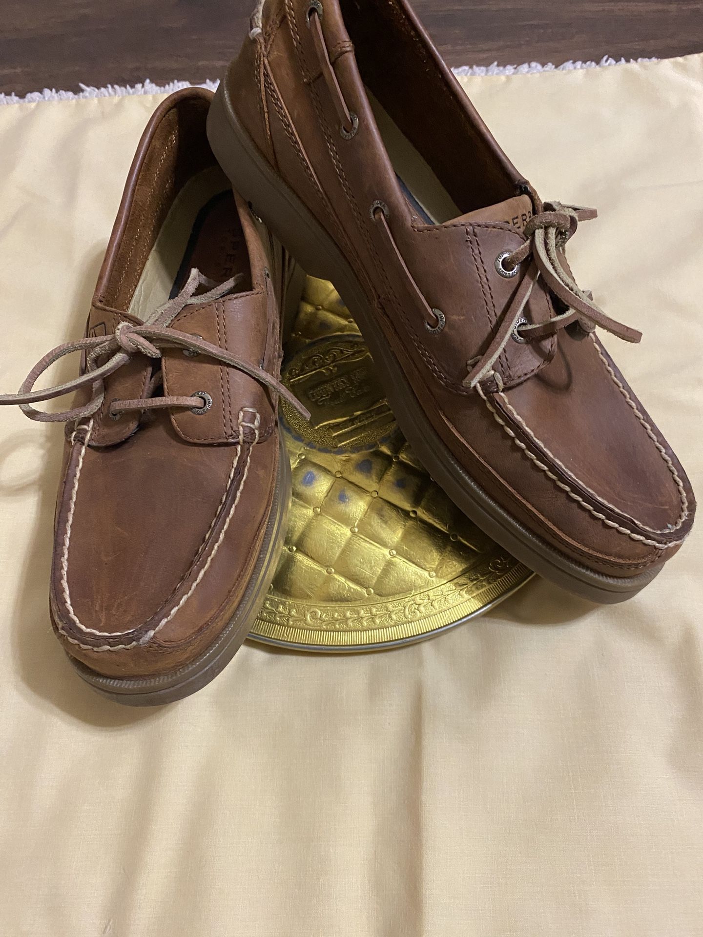SPERRY TOP SIDER Men’s Authentic Original Leather Boat Shoes Brown Color Size 10.5M