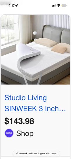 LOW PRICE MOVING- sinweek $144 + tax/shipping memory form mattress topper