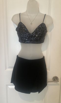 Women’s Bralette Bustier Top  Color black w/sequins