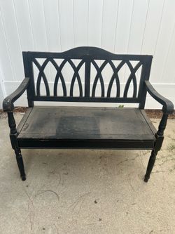 Black outdoor wood bench