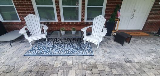 White Adirondack Chairs Set of 2 with coffee table