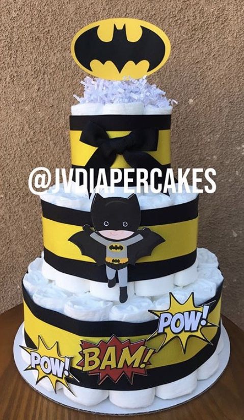 Baby Batman diaper cake great for baby showers