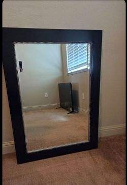 Large Black Framed Wall Mirror