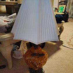 Amber Brown Glass Globe Lamp Mid-century  Light