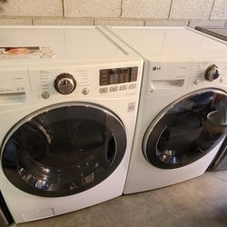 LG Front Load Washer And Stackable Gas Dryer Set 