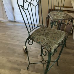 Pair of tall rod iron bar stools