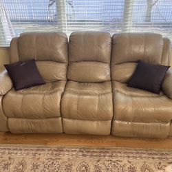 Leather Sofa Set AUTOMATIC Recliners Sectional And Loveseat With Cupholders