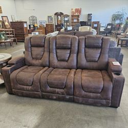 Power Dual Reclining Sofa With Adjustable Head Rest