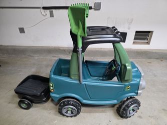 Little Tikes Go Green! Cozy Truck w/Trailer & Garden Tools for Kids | Recycled Plastic, ride on cozy coupe