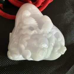 Authentic Natural Jade Lotus Pendant – Large Size with Certification