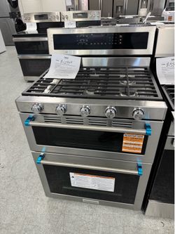 KitchenAid double oven gas range with convection