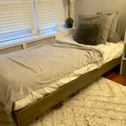 Twin Bed Frame And Mattress Weathered Wood