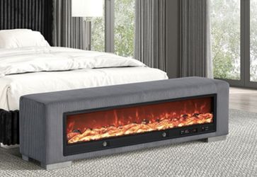 Bench With Fireplace. Bluetooth. Speaker. USB 