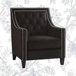 Black Armchair Fabric Polyester Velvet/joot one Seater