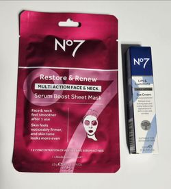 No7 Skincare Bundle Lift & Luminate Eye Cream 15ml + Restore & Renew Sheet Mask
