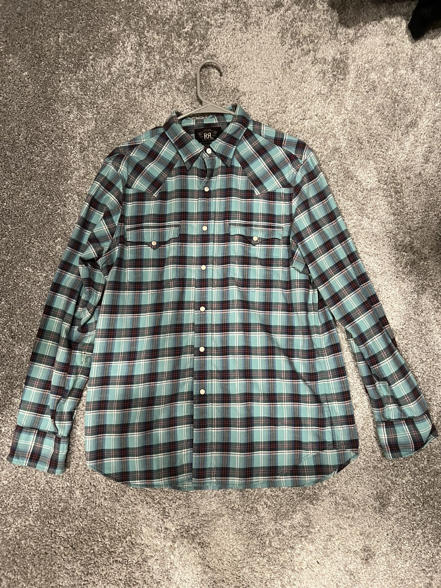 Ralph Lauren Double RL Men's Blue Plaid Shirt