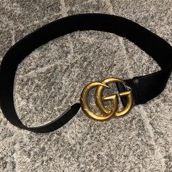 double G leather black gucci belt