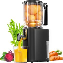 New In Box Cold Press Juicer, 5.5inch Wide Feed Chute Juicer Machine, Slow Masticating Juicer for Whole Vegetables & Fruits, Black