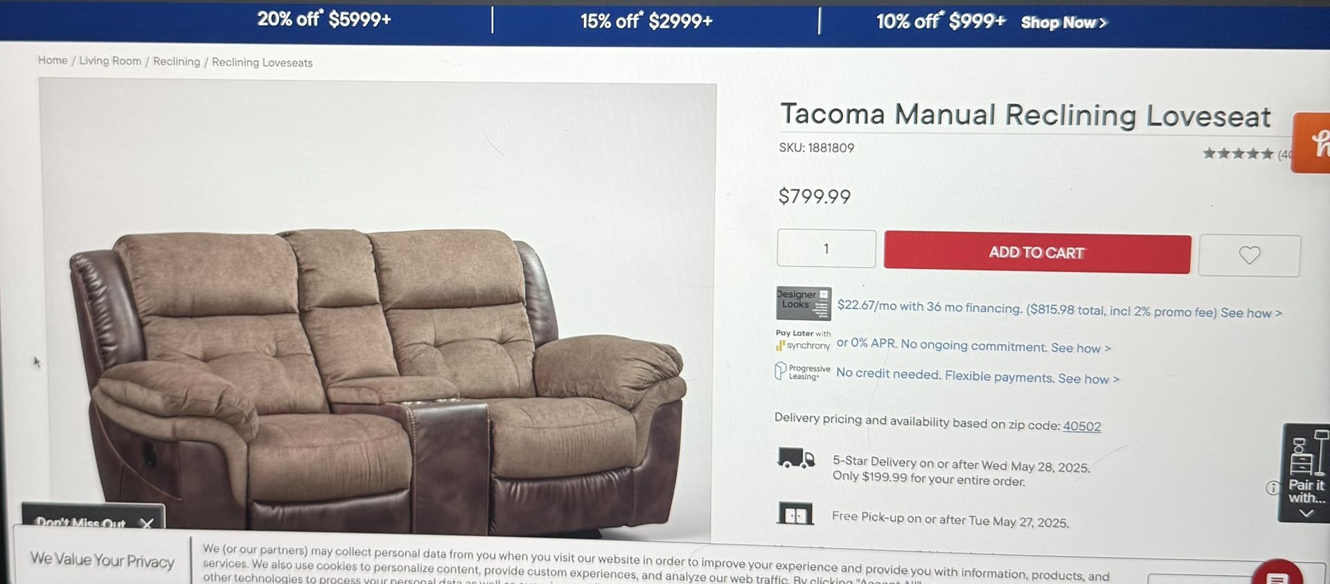 Love Seat Reclining Sofa