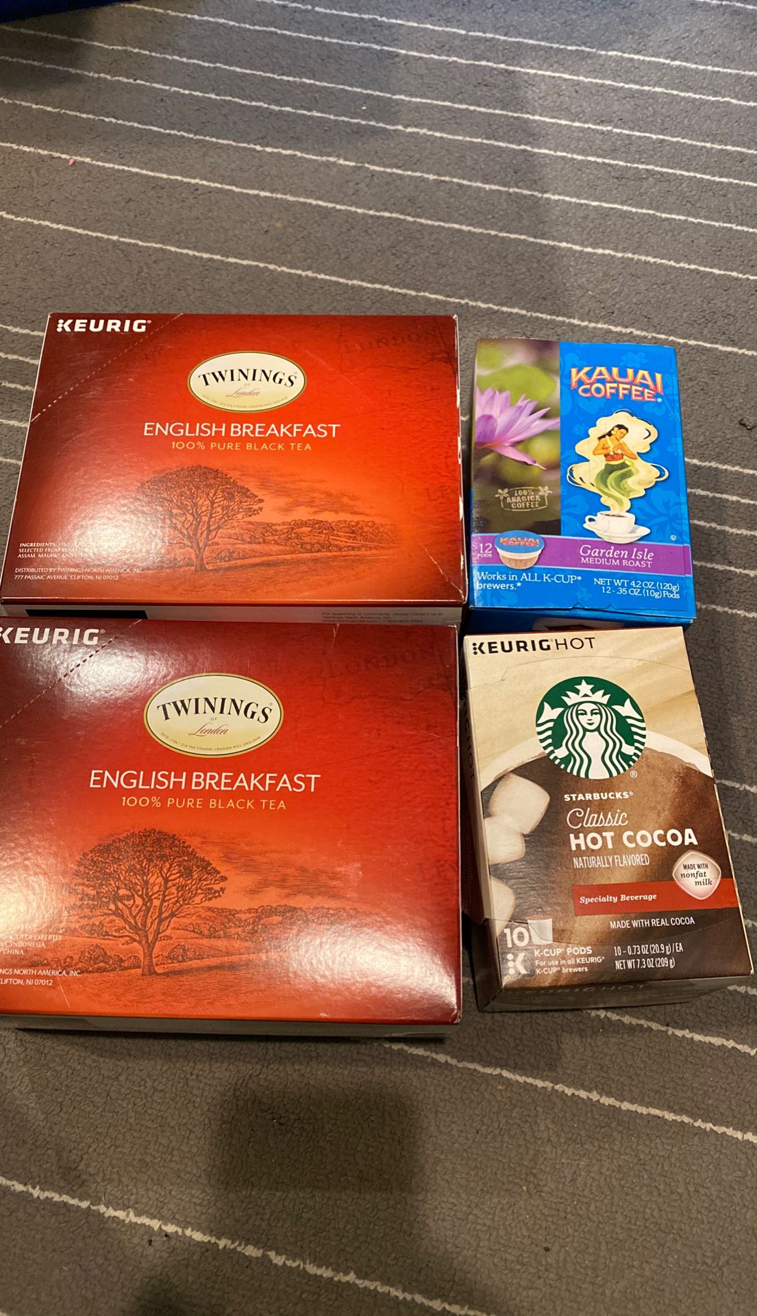 Keurig pods - mix of tea, coffee, and hot chocolate