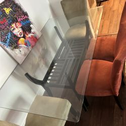 Glass Dining Table Set – 4 Chairs Included 🪑✨