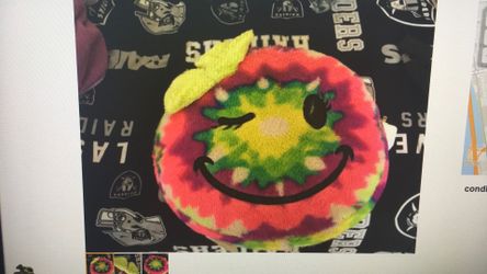 A Used-good Girls Colorful Happy Face Pillow