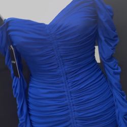 New Royal Blue Mesh Dress
