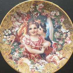 DEAREST KISS PLATE ROMANTIC VICTORIAN KEEPSAKES 8 1/4"