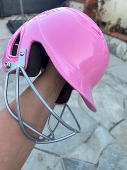 youth pink baseball helmet with face guard