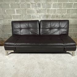 Brown Leather Futon “WE DELIVER”