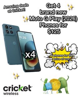 Get 4 Moto G Play (2026) phones for the price of 1 at Cricket on Wetmore Rd!