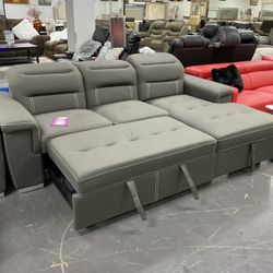 PULL OUT SLEEPER SECTIONAL WITH STORAGE CHAISE / chair also available with pull out starting at $399