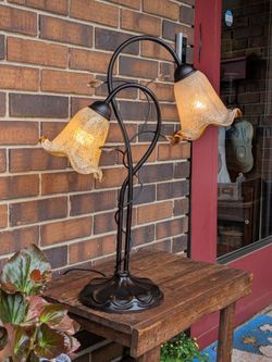 Y2K Unique Art Deco Style Lily Duo Glass Table  Lamp