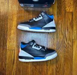 Air Jordan 3 Retro OG GS Rare Air Black Blue Cement Grey IB8968-004 Size 4Y
