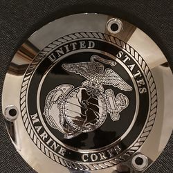 Harley Davidson Engine Clutch Cover. Marine corps Emblem