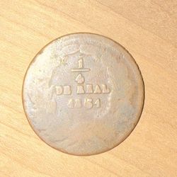 1861 Mexico 1/4 Reale Coin 